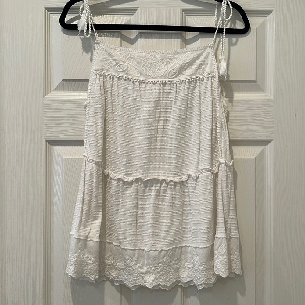 Anthropologie sleeveless white blouse